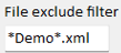 Blank to exclude nothing - or exclude files you don't want to search'